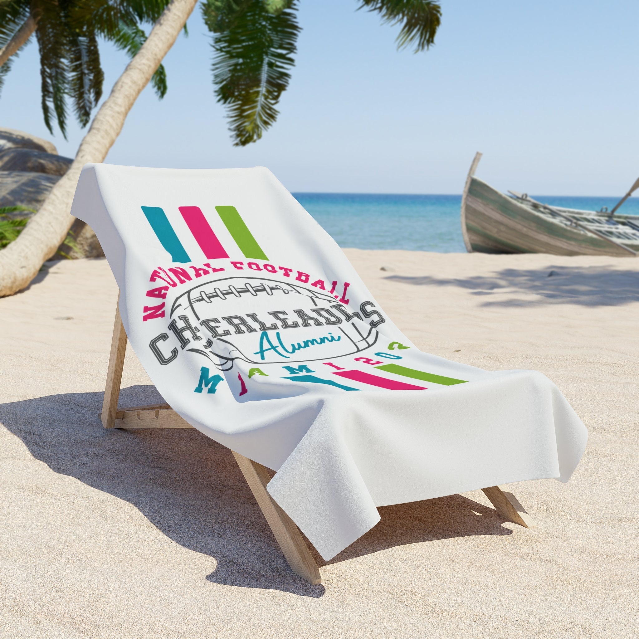 Cheerleaders Alumni Miami Beach Towel – National Football Retro Stripe Design