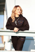 Lausu Pro Onyx Rhinestone Hoodie - Alumni Script